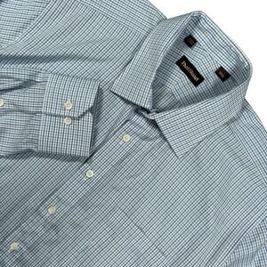 Paul Stuart Long Sleeve Shirt Mens 18 x 36 Blue White Check Cotton Canada